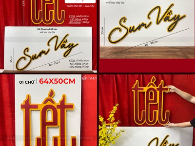 Chữ Tết Sum Vầy Cao 30-64cm [Bằng gỗ - Nhẹ] CHU-GO-22